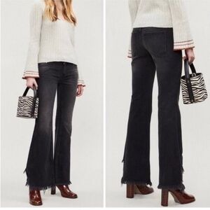 Free People Black Ash Vintage Flare Jeans Raw Hem Size 26